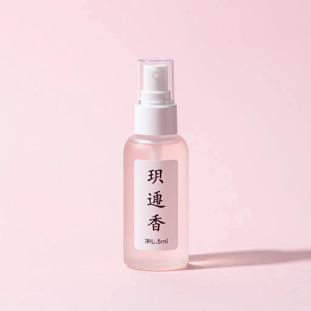 A small travel rose water mist on a light background